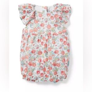 NWT Janie and Jack Baby Floral Ruffle Sleeve Romper (0-3 Months)